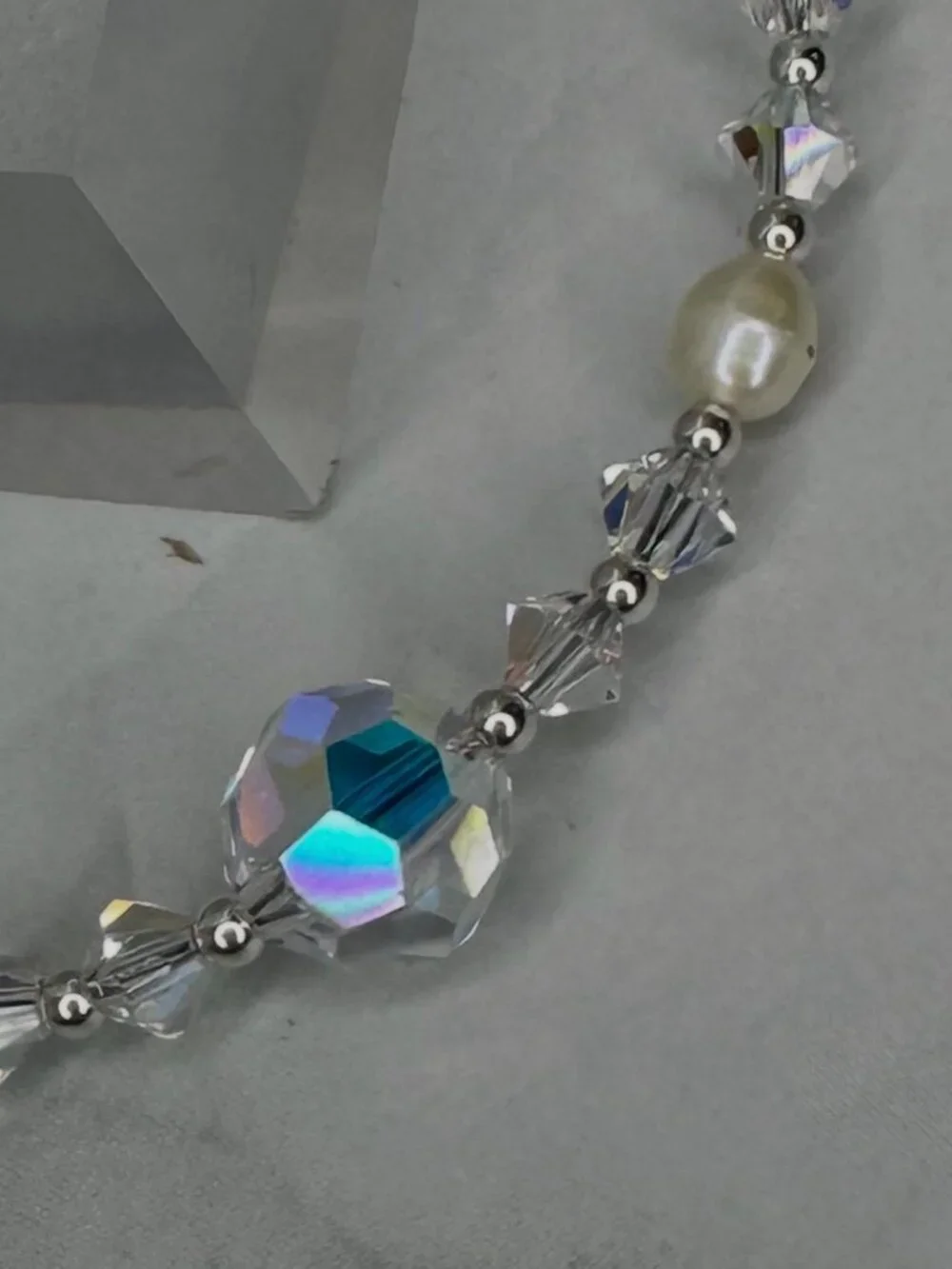 Artisan Swarovski Crystal AB & Freshwater Pearl Bracelet | Sterling Silver